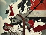 DALL·E 2025-01-08 16.03.49 &#8211; A symbolic representation of conflict and minority regions for a podcast cover. The image features a barbed wire border fence stretching diagonally ac