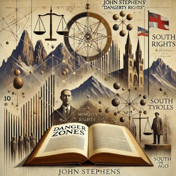 DALL·E 2025-01-13 20.40.30 &#8211; An artistic depiction inspired by themes of minority rights and historical analysis. The image should feature an open book symbolizing John Stephens&#8216;